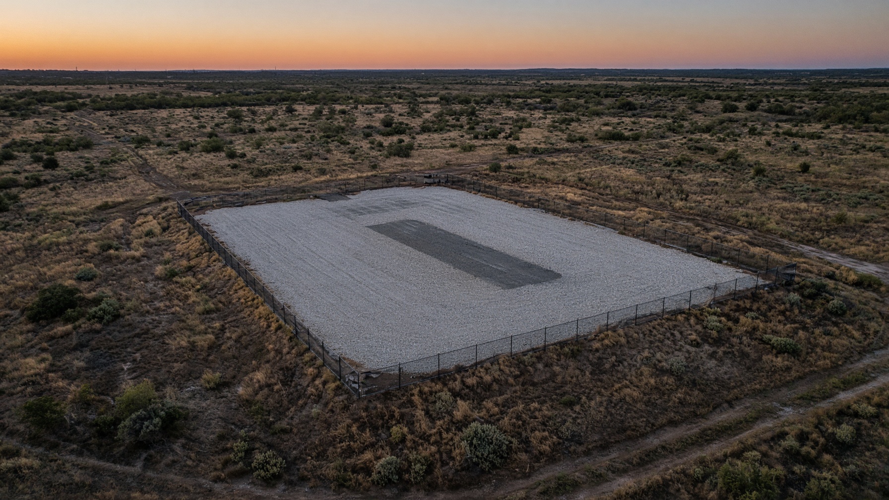 Reconstruction — a fenced Texas plot. Dirt is not a process node. Site file (TF1) is still 12%.